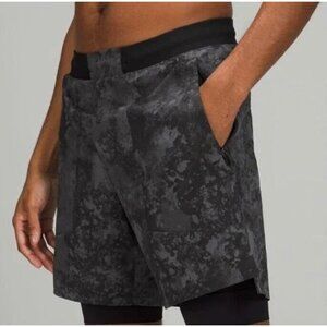 Lululemon License to Train Short 7" *Lined Print Anchor Black M7AUJS S